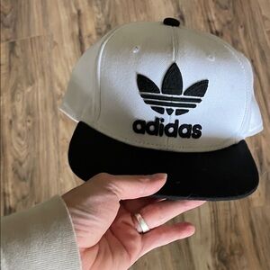 Adidas White and Black Trefoil Hat